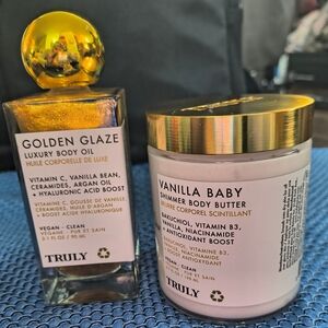 Truly Golden Glaze Luxury Body Oil and Vanilla Baby Shimmer Body Butter Set